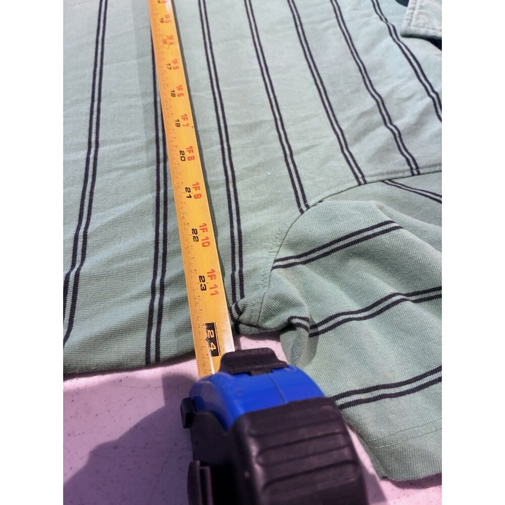 Bixby Nomad Men’s Polo Shirt XL Teal Blue Striped Short Sleeve Casual - Picture 6 of 9